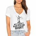 Law School Graduation My Lucky Bar Exam Shirt Lawyer Women's Jersey Short Sleeve Deep V-Neck Tshirt