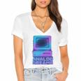 Lofi Reverie Analog Dreams Pixel 90s Desktop VHS Nostalgia Women's Jersey Short Sleeve Deep V-Neck Tshirt
