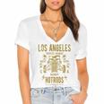 Los Angeles Hotrods Automotive Nostalgia Distressed Women's Jersey Short Sleeve Deep V-Neck Tshirt