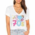 I Love 70's Retro Style Nostalgia Vibe 1970's Party Premium Tri-Blend Women's Jersey Short Sleeve Deep V-Neck Tshirt