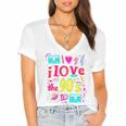 I Love The 90'S 90s Nostalgia Women's Jersey Short Sleeve Deep V-Neck Tshirt