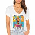Love Reading And Giraffes Cute Giraffe Reading Book Lovers Women's Jersey Short Sleeve Deep V-Neck Tshirt Love Reading And Giraffes Cute Giraffe Reading Book Lovers Women's Jersey Short Sleeve Deep V-Neck Tshirt