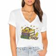 Mardi Gras Book Lover Reading Reader Men Women Kids Women's Jersey Short Sleeve Deep V-Neck Tshirt
