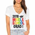 Middle School Graduation Class Of 2018 Shirt Women's Jersey Short Sleeve Deep V-Neck Tshirt
