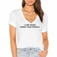 I Like Music More Than People Introverts Musicians Women's Jersey Short Sleeve Deep V-Neck Tshirt