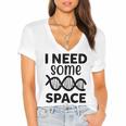 I Need Some Space Introvert Astronaut Science Women's Jersey Short Sleeve Deep V-Neck Tshirt