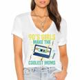 Nineties Girls Make The Coolest Moms Nostalgia 90s Mom Women's Jersey Short Sleeve Deep V-Neck Tshirt