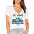 No Wi-Fi No Problem – Retro Dial Up Tech Nostalgia Women's Jersey Short Sleeve Deep V-Neck Tshirt