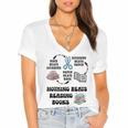 Nothing Beats Reading Rock Paper Scissors Reader Book Lover Women's Jersey Short Sleeve Deep V-Neck Tshirt