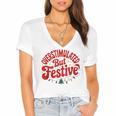 Overstimulated But Festive – Christmas Introvert Humor Women's Jersey Short Sleeve Deep V-Neck Tshirt Overstimulated But Festive – Christmas Introvert Humor Women's Jersey Short Sleeve Deep V-Neck Tshirt