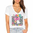 Peace Out 2nd Grade Graduation Last Day School Second Grade Women's Jersey Short Sleeve Deep V-Neck Tshirt