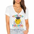 Peace Out Preschool Graduation Last Day Teachers Boys Girls Women's Jersey Short Sleeve Deep V-Neck Tshirt