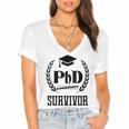PHD Survivor T-Shirt Graduation Student Teacher For Men Women Kids Women's Jersey Short Sleeve Deep V-Neck Tshirt