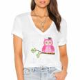Pink I Graduated From Elementary Graduation Women's Jersey Short Sleeve Deep V-Neck Tshirt