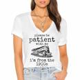 Please Be Patient With Me I'm From The 1900s Aged Train Women's Jersey Short Sleeve Deep V-Neck Tshirt