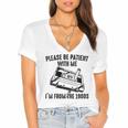 Please Be Patient With Me I'm From The 1900s Cassette Pencil Women's Jersey Short Sleeve Deep V-Neck Tshirt
