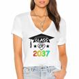 Pre-K -12th Grade Hand Prints Space Graduation Class Of 2037 Women's Jersey Short Sleeve Deep V-Neck Tshirt