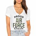 Proud Air Force Cousin Deployment Homecoming Graduation USAF Women's Jersey Short Sleeve Deep V-Neck Tshirt