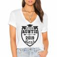 Proud Auntie Of a 2019 Grade Aunt Graduation Women's Jersey Short Sleeve Deep V-Neck Tshirt