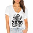 Proud Auntie Of Two 2026 Graduates Graduation Women's Jersey Short Sleeve Deep V-Neck Tshirt