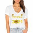 Proud Mama Of a 2021 Graduate Senior Mom 2021 Graduation Women's Jersey Short Sleeve Deep V-Neck Tshirt