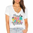Proud Mom Class Of 2025 Kindergarten Graduate Graduation Women's Jersey Short Sleeve Deep V-Neck Tshirt