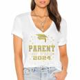 Proud Parent Of Two 2024 Graduate Class 2024 Graduation Premium Women's Jersey Short Sleeve Deep V-Neck Tshirt