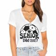 Proud Senior Dad Soccer Class Of 2027 Graduation Graduate Women's Jersey Short Sleeve Deep V-Neck Tshirt
