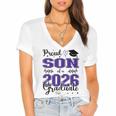 Proud Son Of a Class Of 2026 Graduate For Graduation Women's Jersey Short Sleeve Deep V-Neck Tshirt