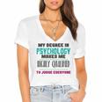 Qualified Psychologist PhD PsyD Shirt Graduation Women's Jersey Short Sleeve Deep V-Neck Tshirt