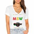 Queen MSW Social Work Grads Masters Graduation Women's Jersey Short Sleeve Deep V-Neck Tshirt