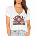 I Read Alotl Axolotl Retro Reading Books Lover Vintage Women's Jersey Short Sleeve Deep V-Neck Tshirt