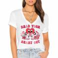 Read Your Heart Out Valentines Day Teachers Book Lovers Women's Jersey Short Sleeve Deep V-Neck Tshirt