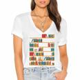 Reading Shirt There Is No Such Thing As Too Many Books Women's Jersey Short Sleeve Deep V-Neck Tshirt