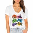 Retro Gamer Controller 80s 90s Video Game Arcade Nostalgia Women's Jersey Short Sleeve Deep V-Neck Tshirt