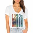Retro Nineties Style Audio Tape Nostalgia Year 1990 Premium Tri-Blend Women's Jersey Short Sleeve Deep V-Neck Tshirt