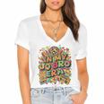 Retro Nostalgia Era Disco Groovy 80s 90s Vintage Aesthetic Premium Tri-Blend Women's Jersey Short Sleeve Deep V-Neck Tshirt