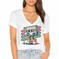 Retro Old Cassette Tape Cartoon With Walker Nostalgia Premium Tri-Blend Women's Jersey Short Sleeve Deep V-Neck Tshirt