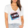 Retro VHS Vaporwave Video Cassette Nostalgia Geek Chic Women's Jersey Short Sleeve Deep V-Neck Tshirt Retro VHS Vaporwave Video Cassette Nostalgia Geek Chic Women's Jersey Short Sleeve Deep V-Neck Tshirt