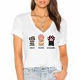 Rock Paper Scissors Hand Game Cute Paw Cat Introvert Women's Jersey Short Sleeve Deep V-Neck Tshirt