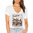 Salem Book Club Bookish Halloween Retro Salem Witch Book Women's Jersey Short Sleeve Deep V-Neck Tshirt