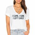I Came I Saw I Left Early Introvert Jokes Introverted Women's Jersey Short Sleeve Deep V-Neck Tshirt