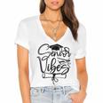 That Says Senior Vibes Graduation Diploma School Spirit Women's Jersey Short Sleeve Deep V-Neck Tshirt