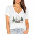 Seasons Readings Christmas Tree Book Lover Women's Jersey Short Sleeve Deep V-Neck Tshirt