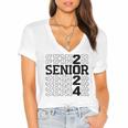 Senior 2024 Class Of 2024 Graduation 2024 Women Boy Girl Women's Jersey Short Sleeve Deep V-Neck Tshirt
