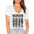 Senior 2026 2027 Class Of Graduation Women's Jersey Short Sleeve Deep V-Neck Tshirt