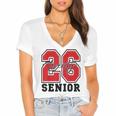 Senior 2026 Class Of 2026 School Graduation 2026 Merch Women's Jersey Short Sleeve Deep V-Neck Tshirt