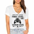 Senior 2026 Final Level Gamer Graduation 2026 Women's Jersey Short Sleeve Deep V-Neck Tshirt