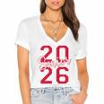 Senior 2026 Graduation Varsity Red Letters On The Back Women's Jersey Short Sleeve Deep V-Neck Tshirt