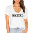 Senior 2026 MMXXVI Graduate Class Of 2026 Graduation Women's Jersey Short Sleeve Deep V-Neck Tshirt